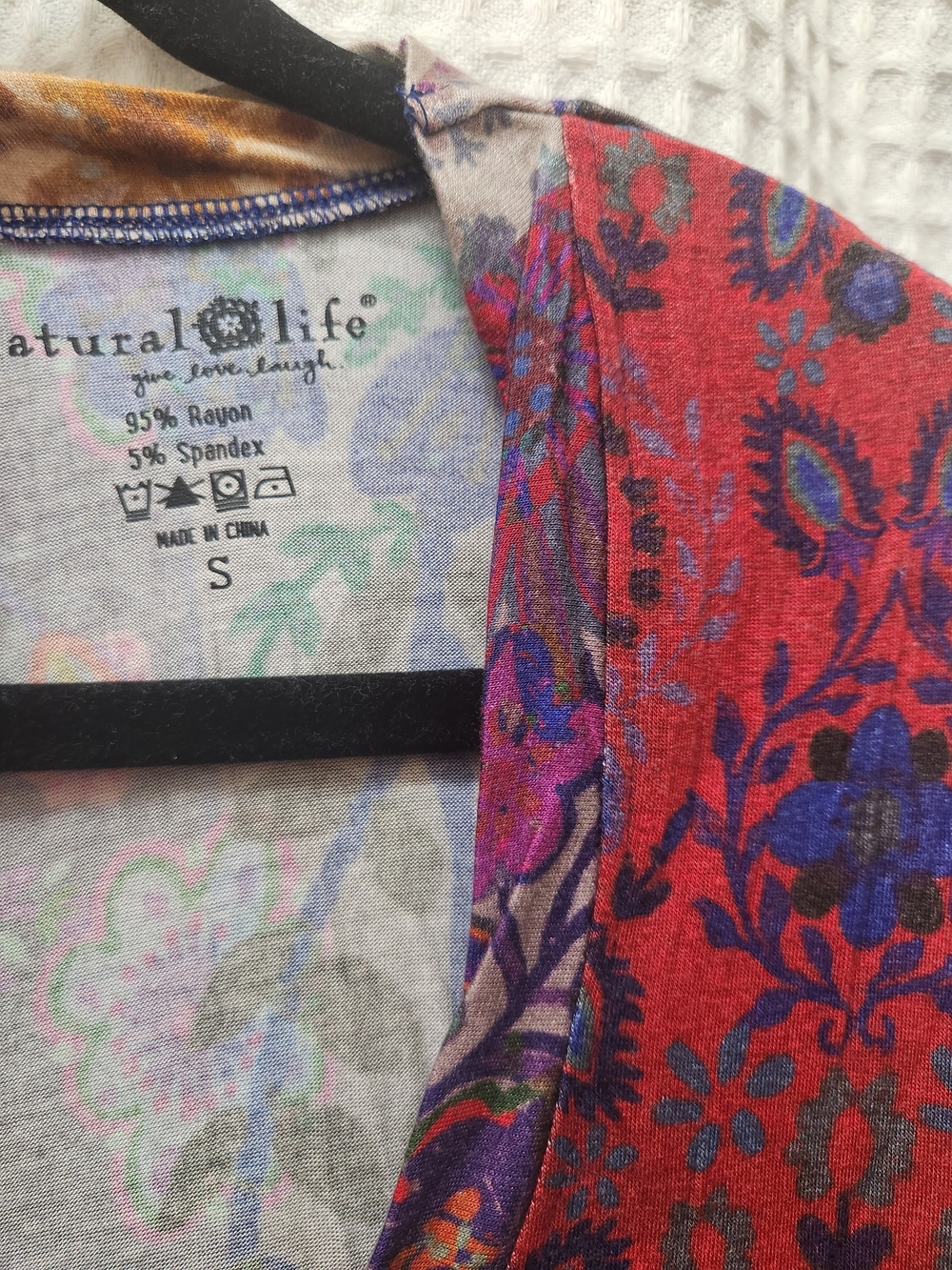 NATURAL LIFE Multicolor Floral Patchwork Scoop Neck Tunic - Picture 3 of 5